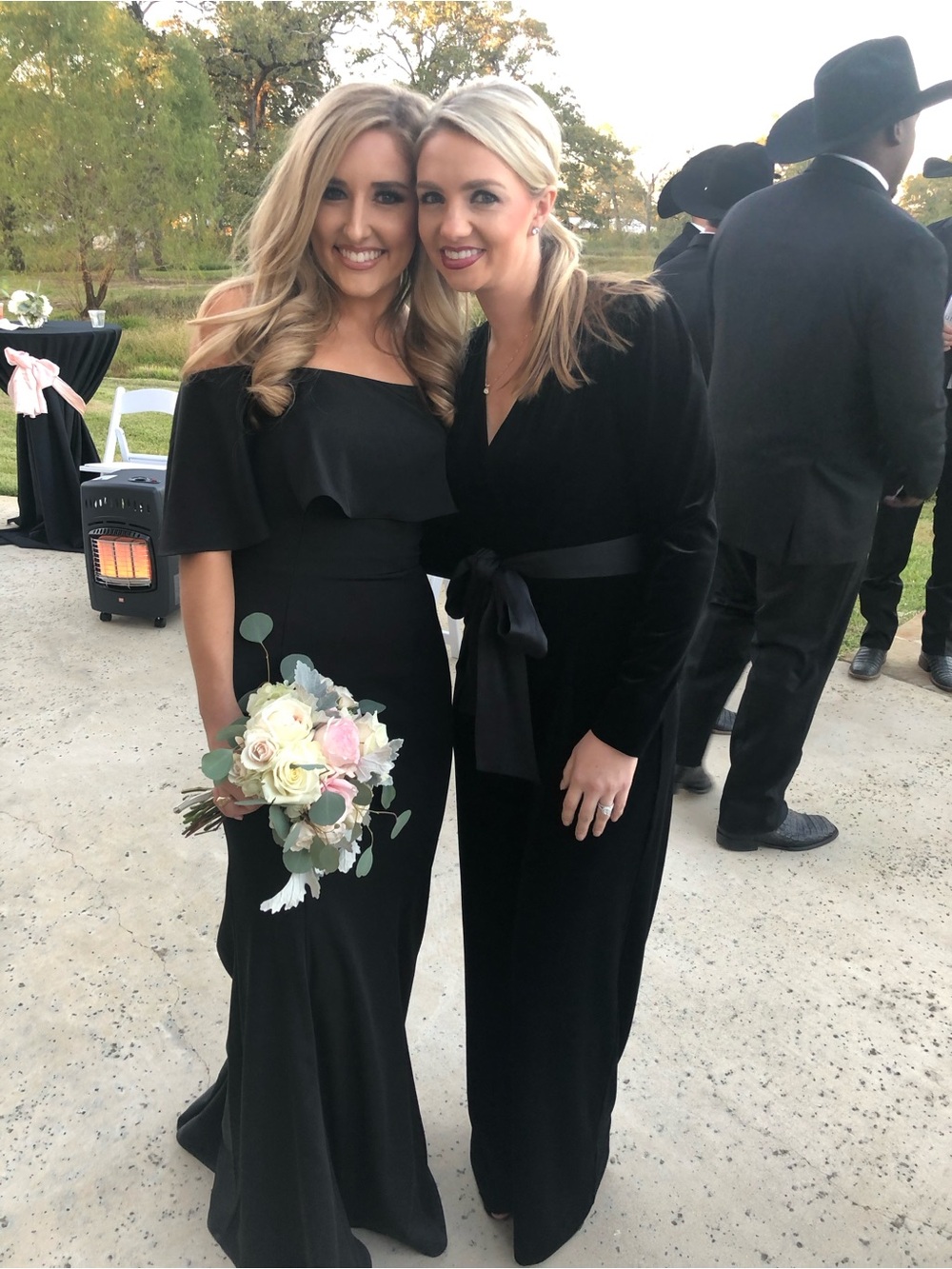 Kleinfeld Off-Shoulder Black Bridesmaid Dress